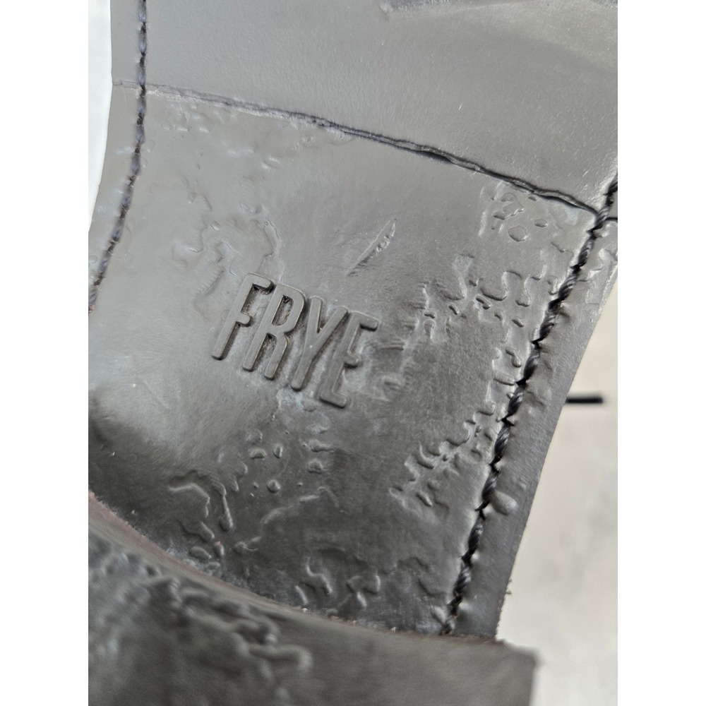 Frye Veronica Combat Ankle Boots 6.5 Black Leather Lace Up Moto Military Booties - Picture 9 of 11